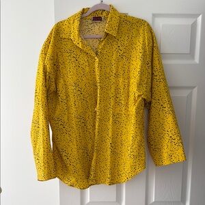 Yellow Button-Up Shirt with Black Speckles